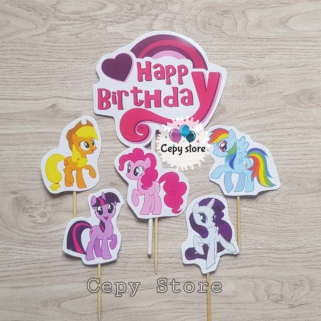 Cake Topper Happy Birthday / Cake Topper My Little Pony / Hiasan Kue Little Pony