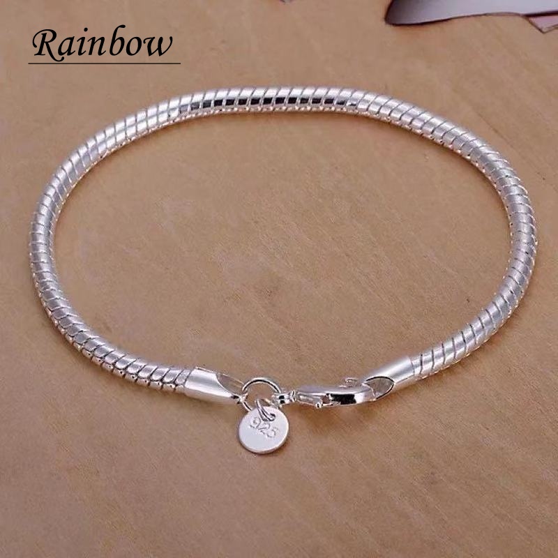 Ladies Silver Plated Thin Shiny Bracelet Ladies Shiny Simple Bracelet Jewelry