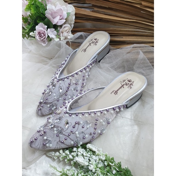 sepatu Marrisa purple silver 3cm tahu