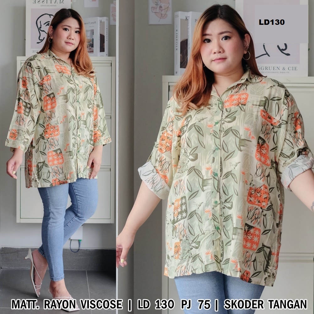 Terlaris [FIT 4XL/LD 130] Kemeja Katun Rayon Adem Halus atasan Cewek motif bunga busui kancing big s