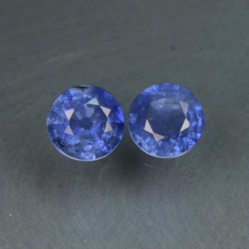 Pair Round 4.2mm 0.65ct tcw. Natural Heat Only Cornflower Blue Ceylon Sapphire SH191