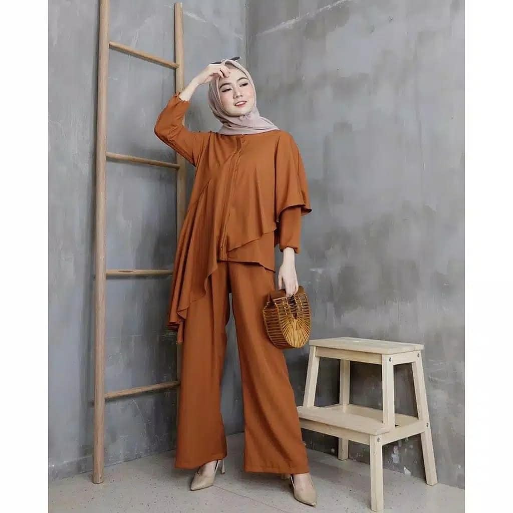 SET TRENDY MURAH MACARIA SET Bahan Mosscrepe Setelan Wanita Termurah Trendy Modern 2021