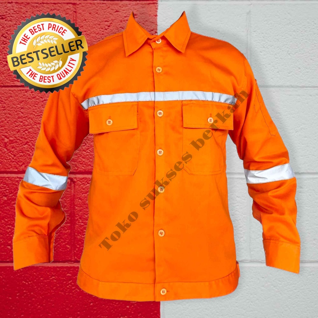 WEARPACK ATASAN SAFETY SERAGAM KERJA LENGAN PANJANG MERAH ABU