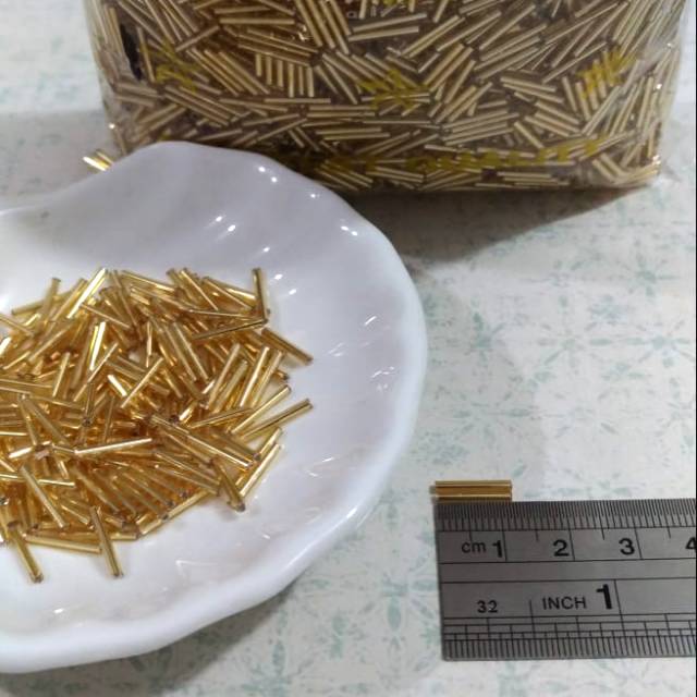 Manik Payet Bambu Panjang 1,2 Cm Semi Jepang - Emas (10 gram)