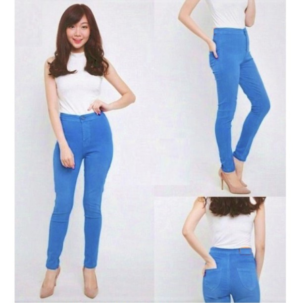 VANILLESHOP - Celana Panjang Wanita Jeans HIGHWAIST