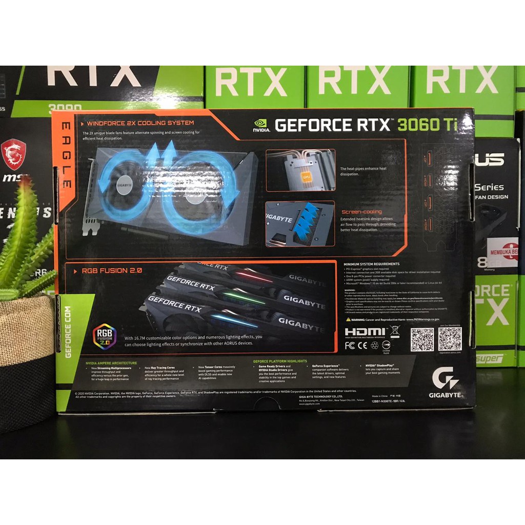 GIGABYTE RTX 3060 Ti EAGLE 8G 8GB DDR6 VGA CARD NVIDIA GEFORCE 3060Ti