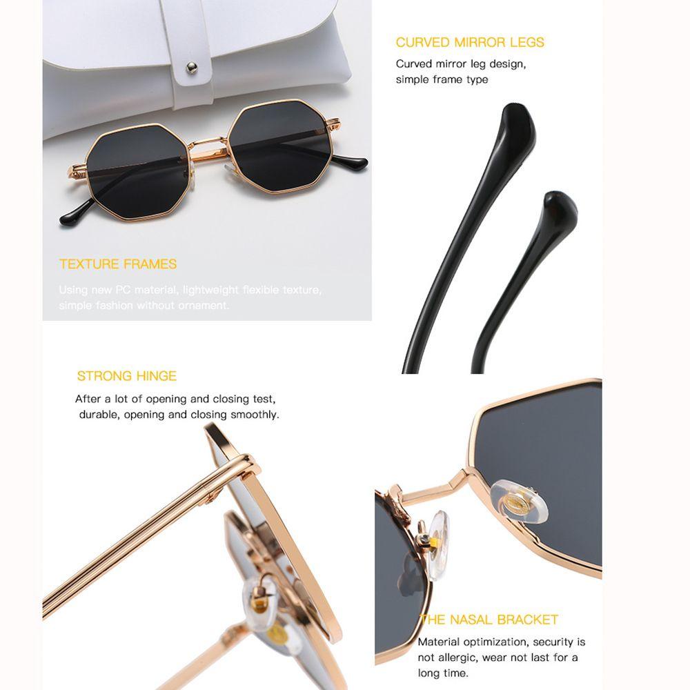 [Elegan] Blocking Sunglasses Cool Vintage Octagon Pria Wanita Polygon Metal Frame Eyewear