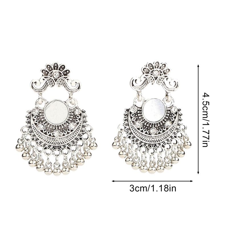 Anting Rumbai Bentuk Lonceng Bulat Model Hollow Gaya Vintage Etnik Gypsy Indian Boho Untuk Wanita