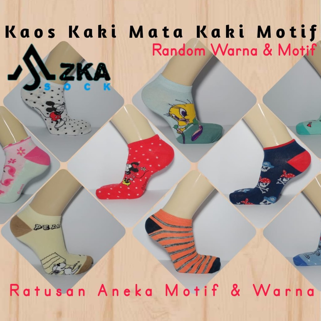 Kaos Kaki Mata Kaki Pendek Mata Kaki Motif Pria Wanita/ Kaos Kaki Ankle Cute Motif