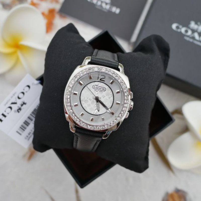 Coach Boyfriend Leather Strap Black/Silver Watch 14503152