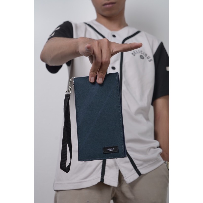 Daylan Dark Blue - Dompet lipat panjang pria dompet kartu cowok donpet laki laki Dinamican Supply