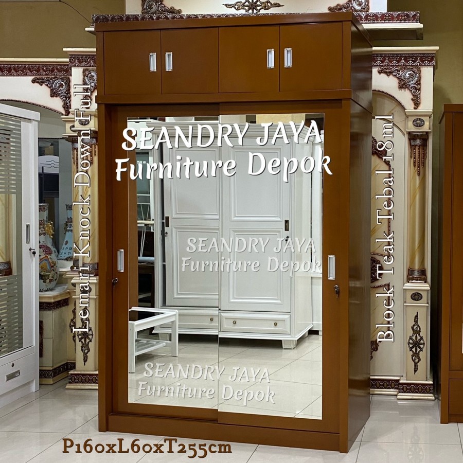 LEMARI PAKAIAN JUMBO SLIDING 2 PINTU/LEMARI PAJANGAN/MINIMALIS/PROMO MURAH/HALUS/SEANDRY JAYA FURNIT