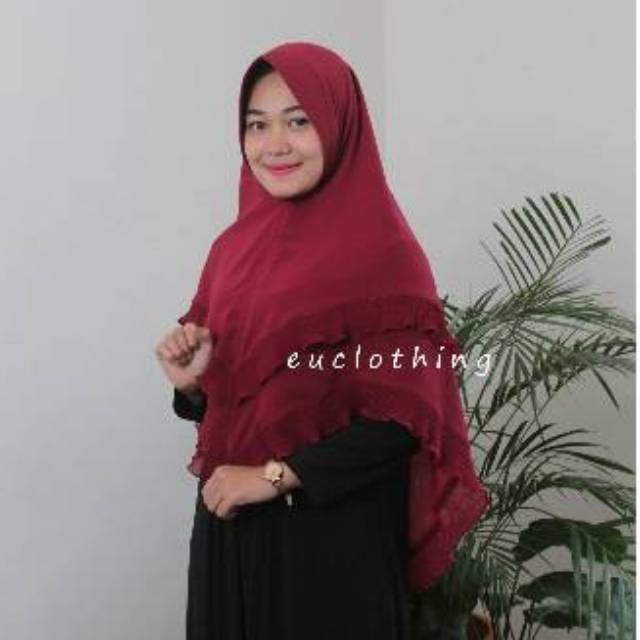 Jilbab plisket 2 layer jumbo / sedang / ceruty babydoll / khimar / bergo / jilbab syar'i