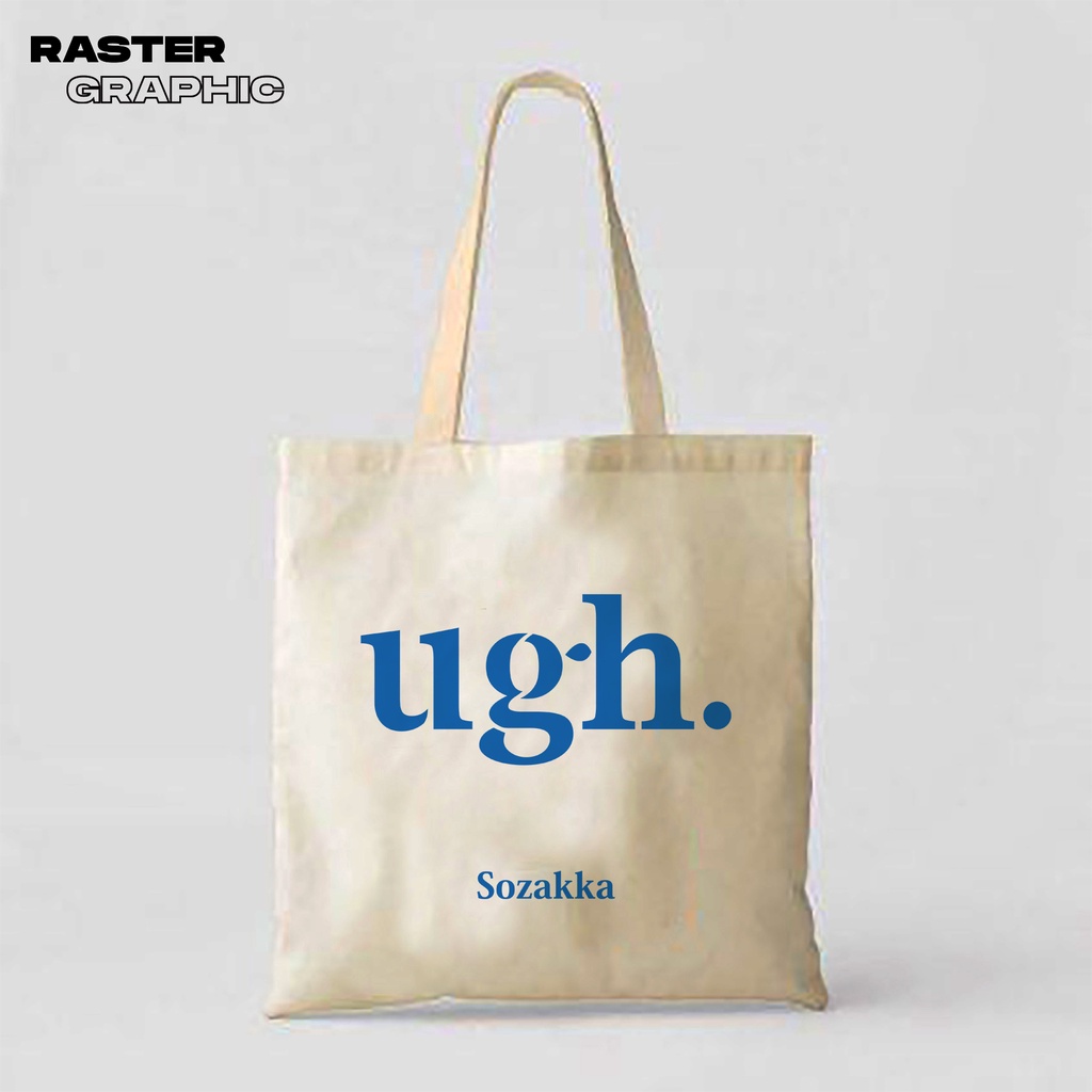 Tote bag Typography UGH |Tas canvas custom satuan by Tokokaos