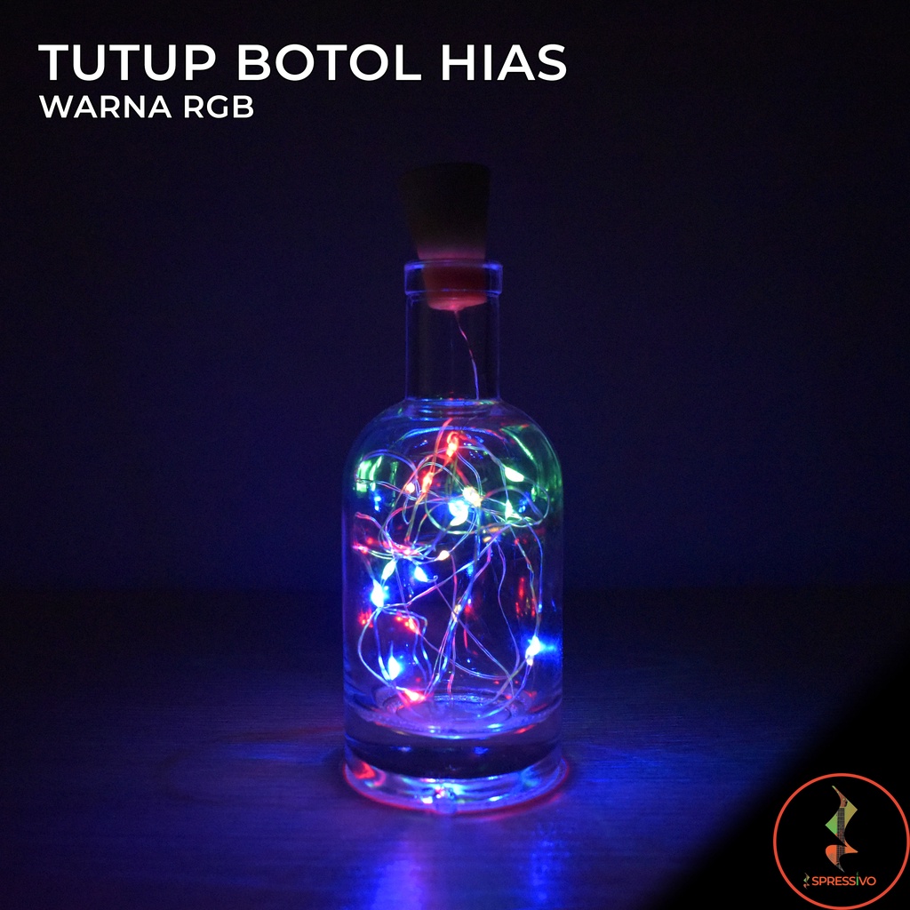 Lampu Hias Tutup Botol 20 LED 180cm Tenaga Surya Rechargable