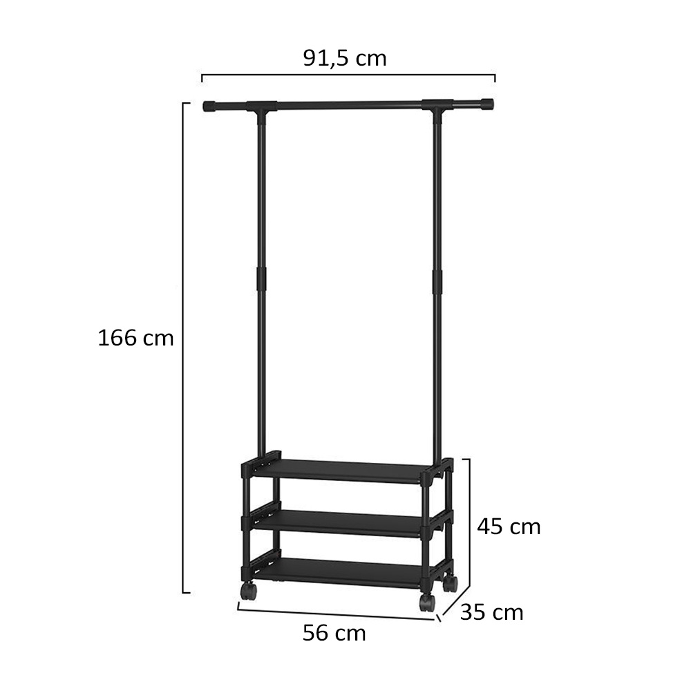 HOVELSHOP Standing Hanger Single Gantungan Baju Tas Aksesoris Rak Sepatu 3 Susun Portable