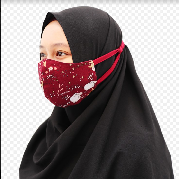 Cuddle Me Adult Mask 3 Ply MOTIF Masker Kain Dewasa Cuddleme ulang Earloop Tiga Lapis Headloop