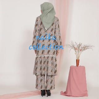 setelan celana tunik  rayon viscose motif  tinta abstrak  