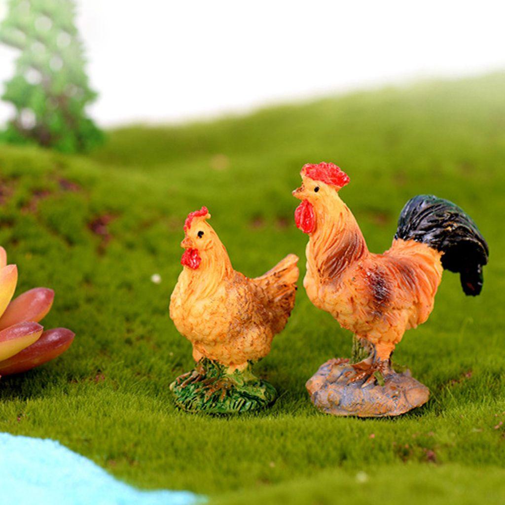 【 ELEGANT 】 Patung Ayam Mini Manusia Hidup Hen Miniatur Simulasi Mainan Anak Patung Ayam