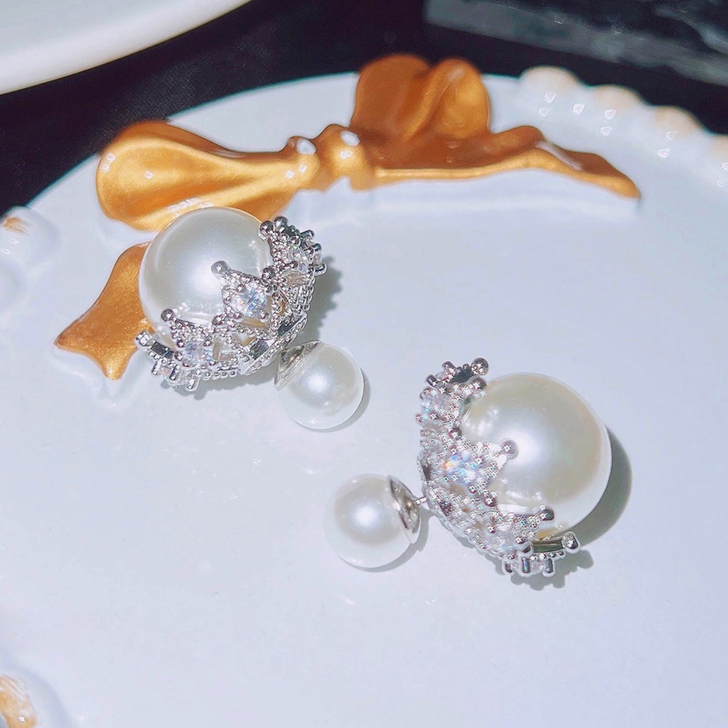 Anting Tusuk Gantung Wanita Desain Geometri Hias Mutiara Gaya Mewahromantis Untuk Pernikahan