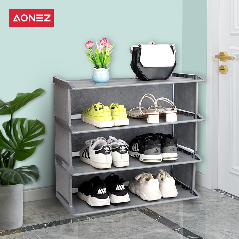 Aonez Rak Sepatu 4layer Bermotif Rak Buku Serbaguna Rak