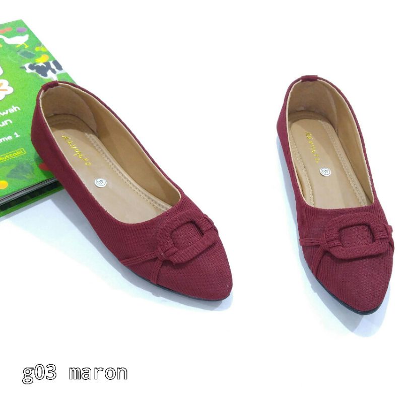 Borneo Sepatu Wanita Flat Flatshoes Bahan Kanvas Slip on by Xavyera kode g03