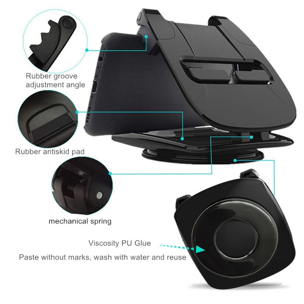 H6 360 Degree Rotate Adjustable Dashboard Non-slip Self-adhesive Base Mobile Phone Holder