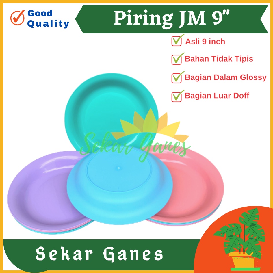 Piring Plastik JM 9 Inch Warna Biru Hijau Ungu - Piring Kecil Besar Set Makan Plastik Acara Pesta Melamin Rotan Murah - (1 pcs) Piring makan plastik ukuran 9&quot; super warna pekat murah grosir