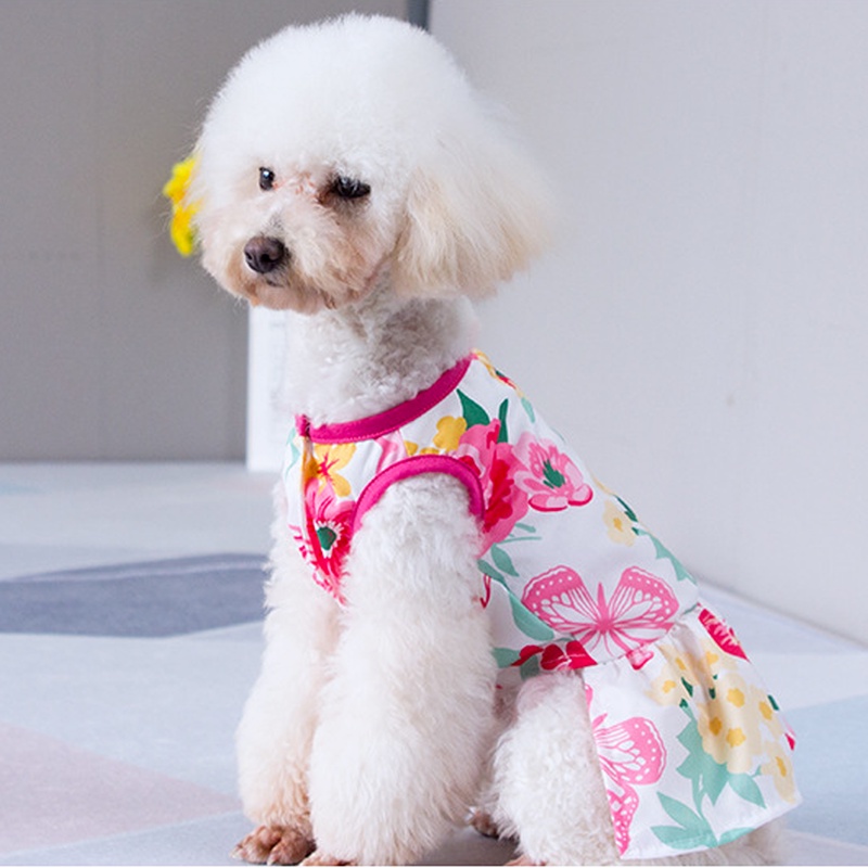 ★〓YUFeiPet〓★Pet Skirt Dog Big Skirt Cardigan Skirt Big Flower Skirt Is Easy To Put on And Take Off