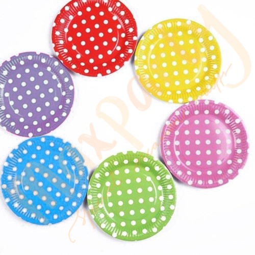 Piring Besar Kertas Polkadot / Piring Kue / Paper Plate Ulang Tahun