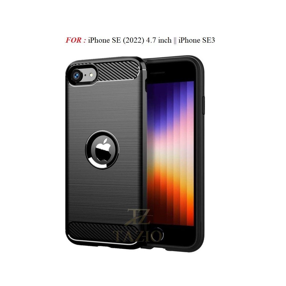 TAZIO CASE FOR IPHONE SE 2022 / IPHONE SE3 4.7" IPAKY RUGGED ARMOR CARBON PREMIUM TPU