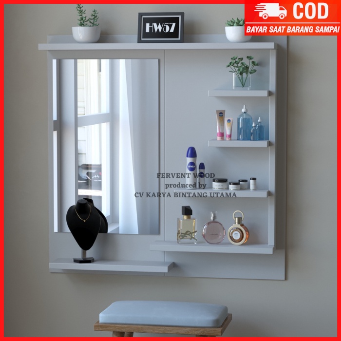 Rak Rias Kaca/Rak Make up Minimalis-Dekorasi Dinding Minimalis-Rak Tempel Serbaguna