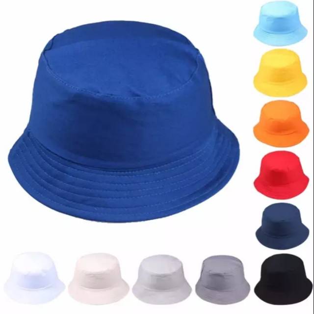 Topi Bucket Hat Polos Dewasa Bahan Drill