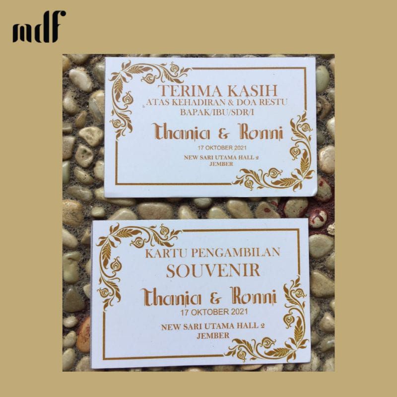 (TERMURAH) Cetak Kupon Penukaran Souvenir /Kartu Souvenir Pernikahan /Thank you card/ Wedding card