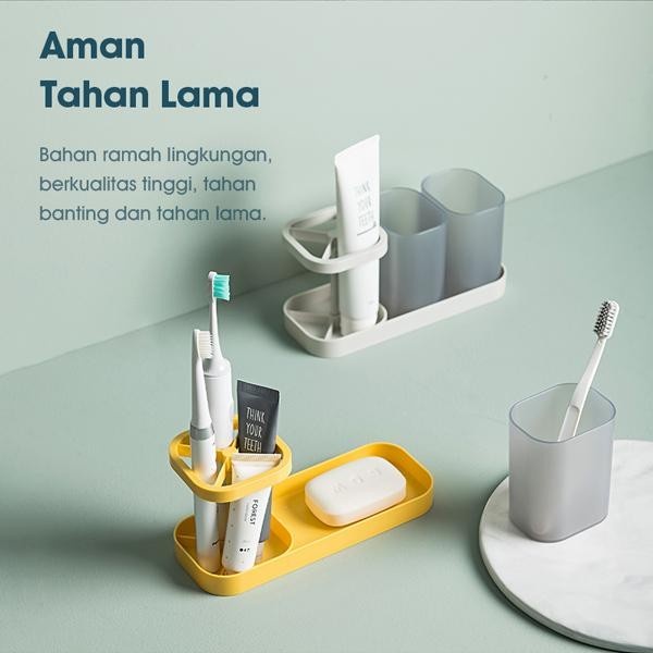 SS001-Tempat Sikat dan Pasta Gigi SAMONO Shelf Toothbrush Stand Holder