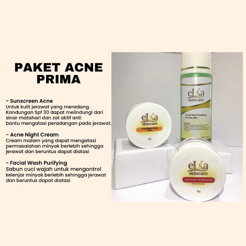 ELKA SKINCARE / PAKET ACNE PRIMA ELKA SKINCARE / PAKET ACNE PRIMA / PAKET JERAWAT / PAKET ACNE / ACN