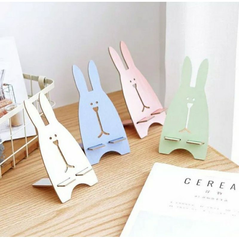 HOLDER HP DOCKING HP KAYU MOTIF KELINCI RABBIT DOCKING HP HOLDER