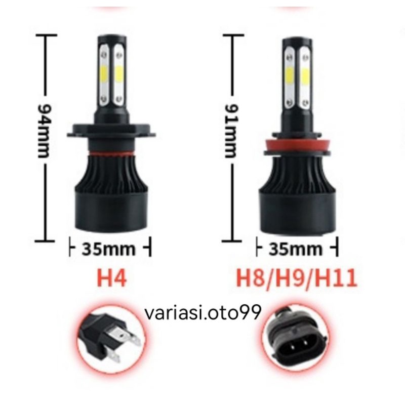 Lampu LED Depan Mobil Utama  4 Sisi X7 H4 &amp;H11 Lampu Mobil Super Terang