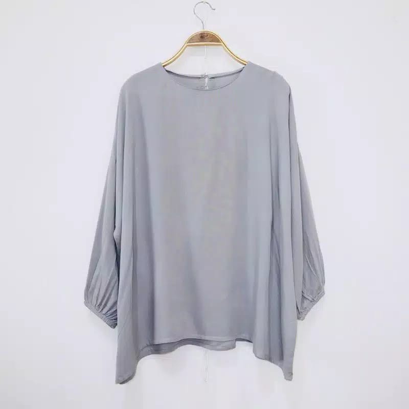 Ziva Blouse Atasan Wanita Bahan Rayon Twill Lengan Balon Karet Oversize Jumbo XXL LD 120 cm