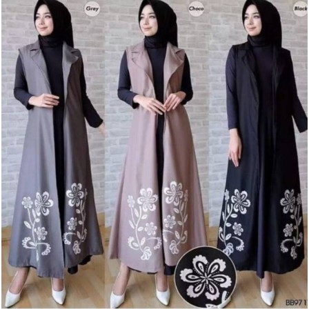 Baju Wanita Outwear Syari Muslim Kardigan / Busana Muslimah Cewek Moscrepe Long Cardigan Terlaris