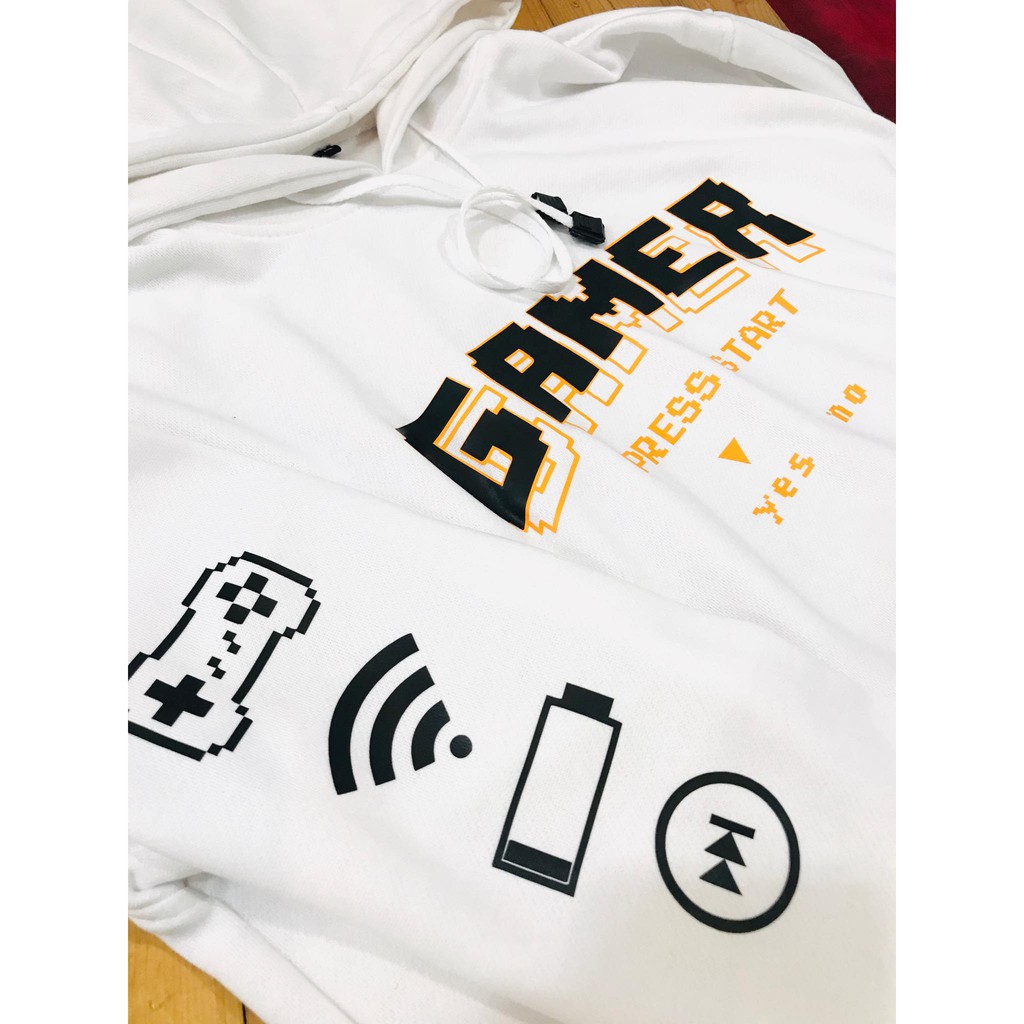 Sweater distro Gamer Classic color White Cotton fleece