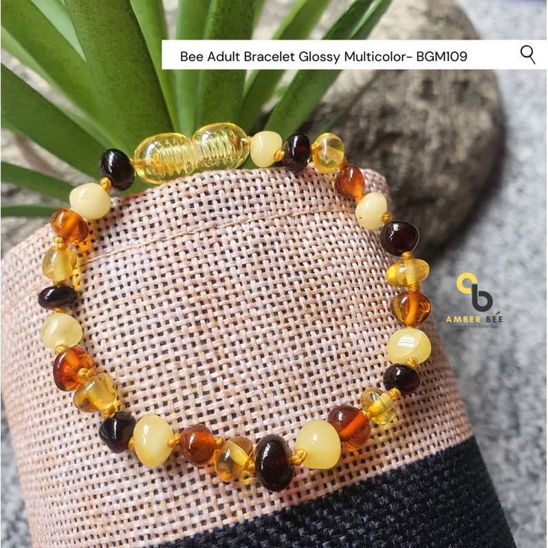 Gelang Amber Dewasa Premium 16cm Glossy Multicolor BGM109 By Amber Bee