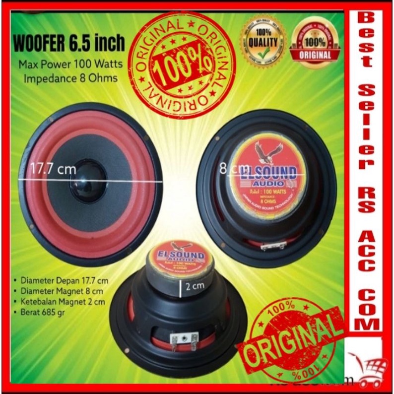 SPEAKER WOOFER 6,5 Inch ELSOUND | WOOFER ELSOUND MERAH HITAM LIMITED EDITION