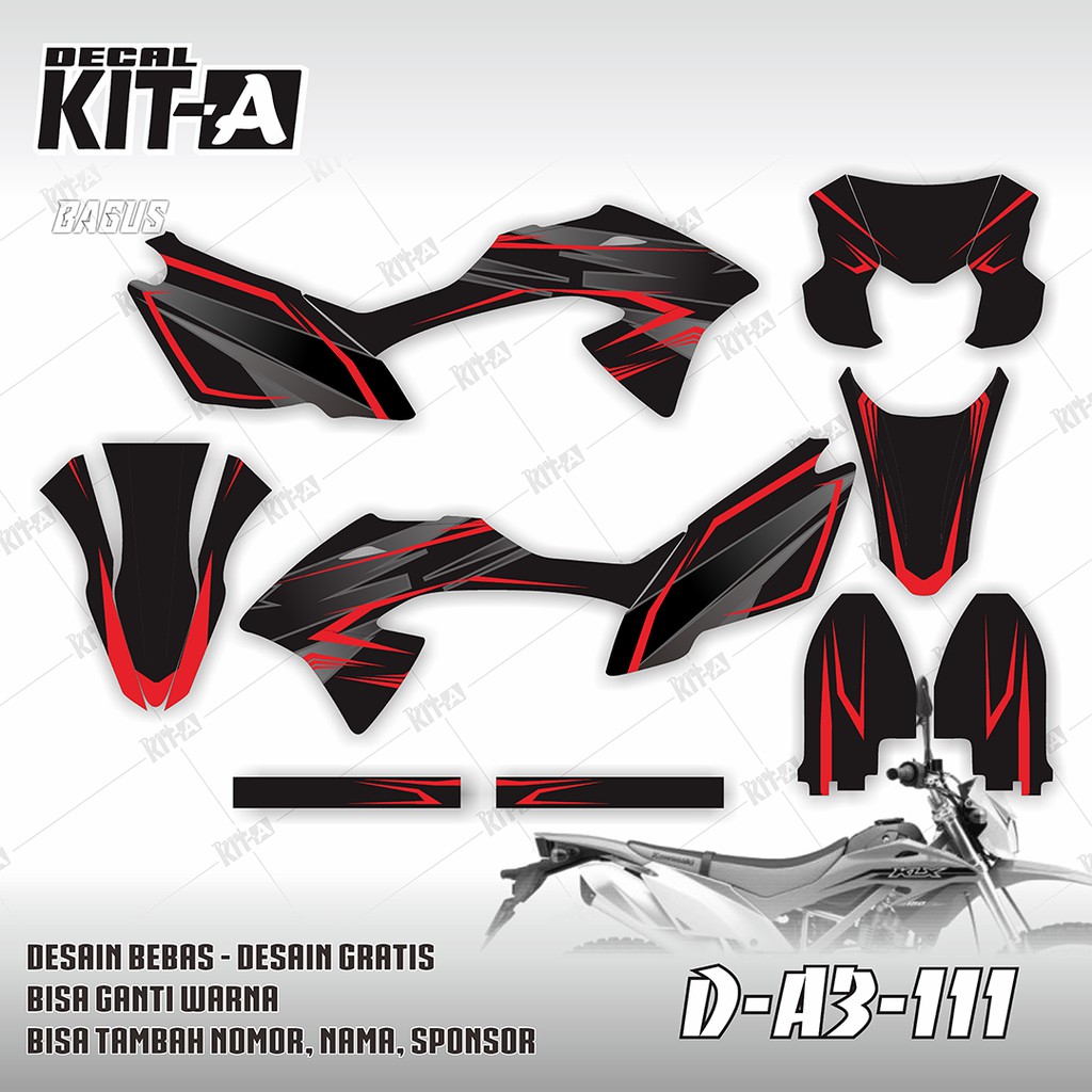 Decal Stiker  Motor  KLX  BF 150 G Minimalis Simple Merah 