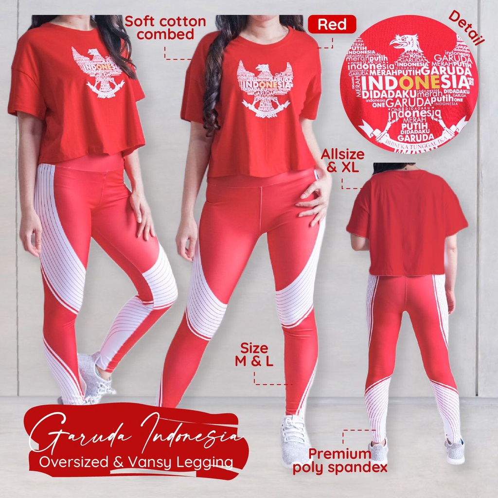 BAJU OVERSIZE CROP GARUDA INDONESIA LEGGING VANSY MERAH PUTIH SETELAN SENAM WANITA-1