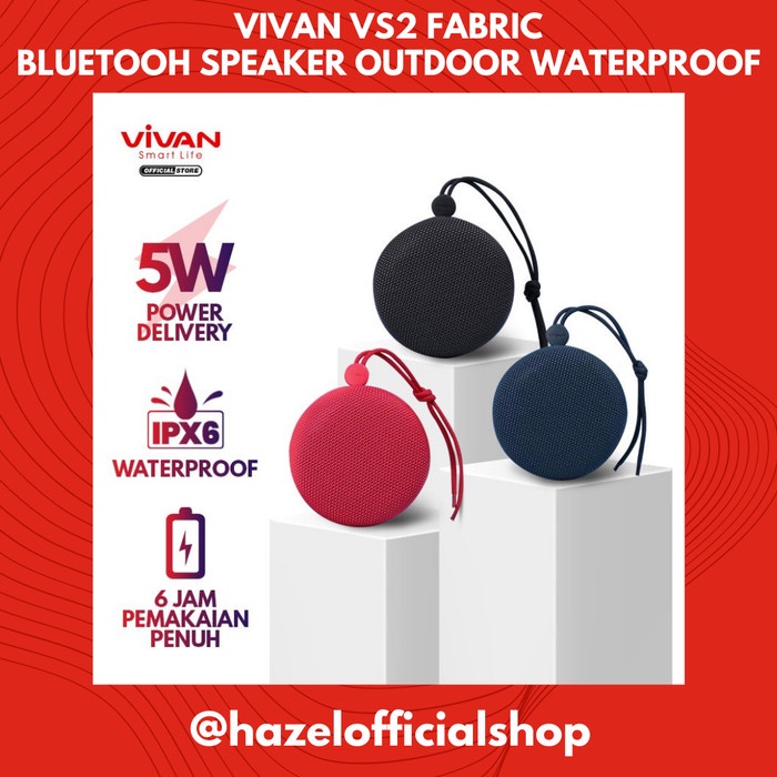 Vivan VS2 Bluetooth Speaker Fabric IPX6 Waterproof