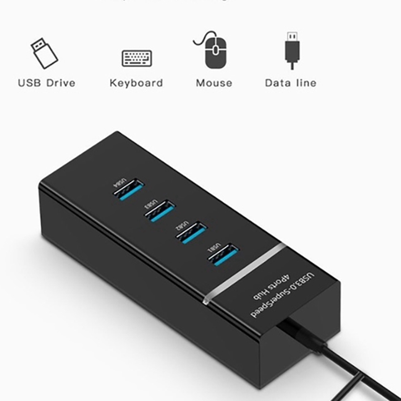 Hub Splitter 4 Port USB 3.0 Kecepatan Tinggi 5Gbps Dengan Indikator Built-in 3.0