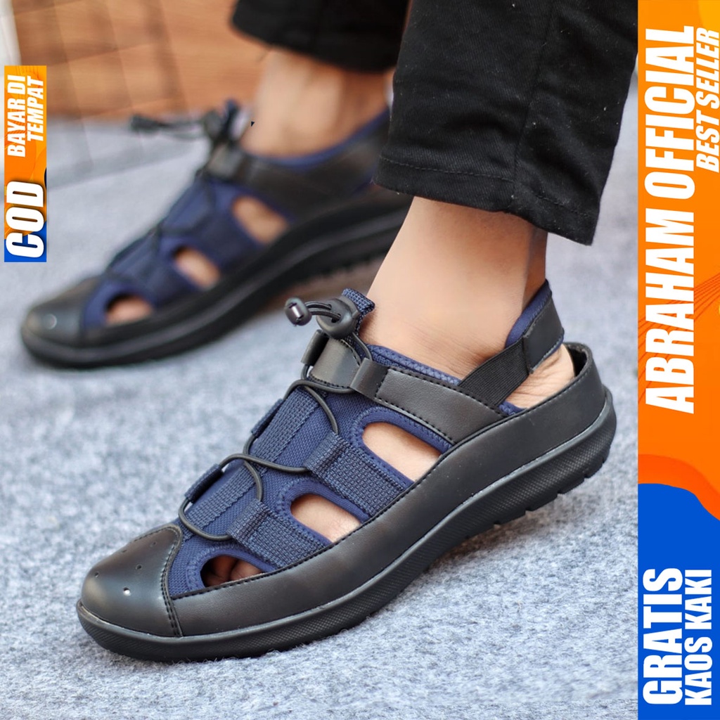 Sepatu Sendal Pria Casual Sepatu Slop Keren Kerja Outdoor Kulit PU Original LEXXA ABRAHAM