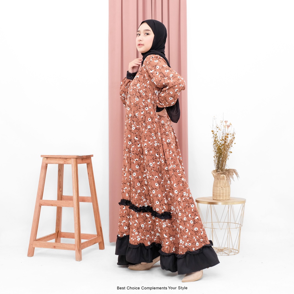 Ivany Dress Basic Wanita Motif Bunga by Mahyra