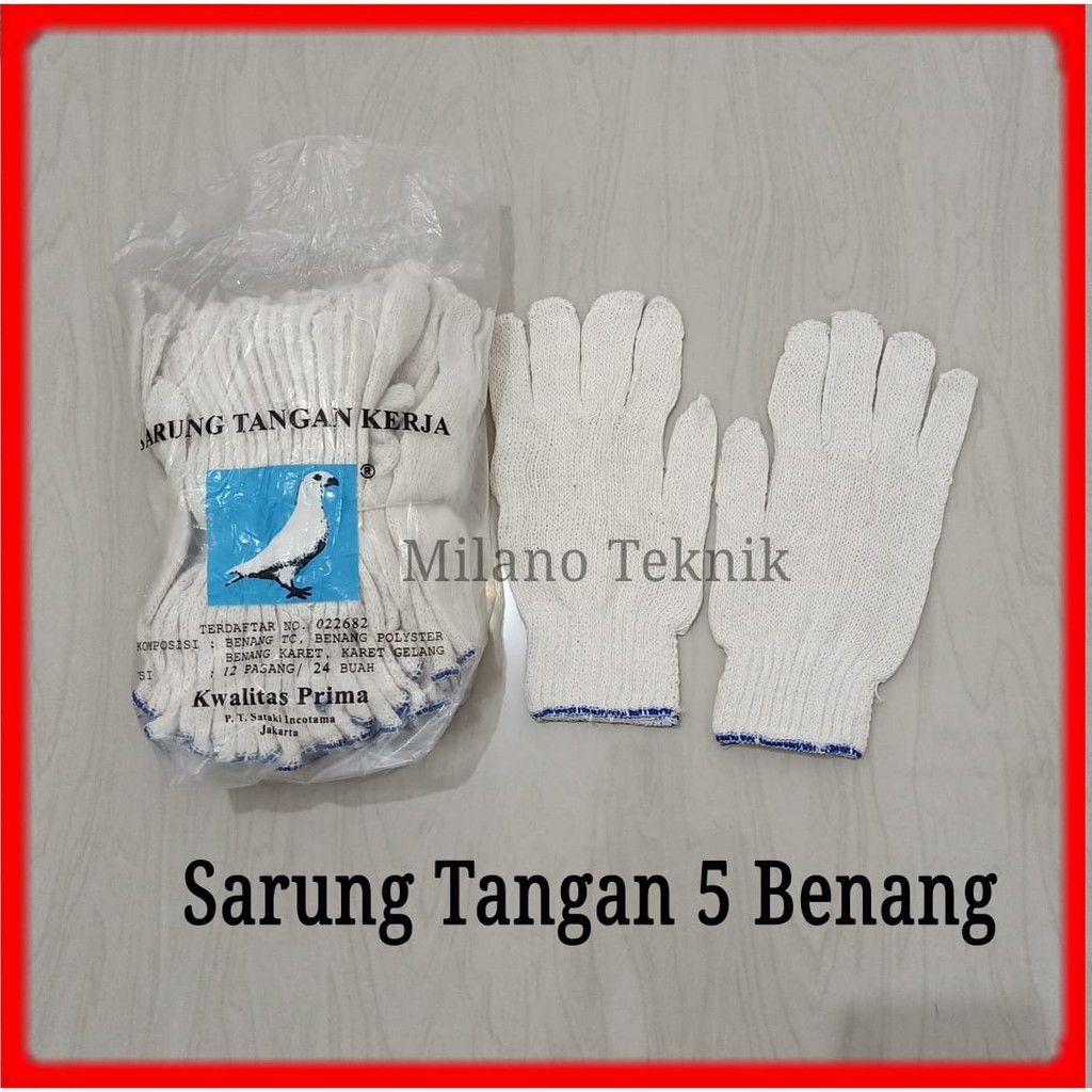 sarung tangan benang 5 sarung tangan tukang pekerja proyek kain rajut